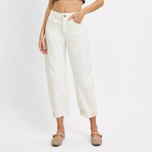 RISEN Full Size High Rise Barrel Cropped Jeans Plus Size